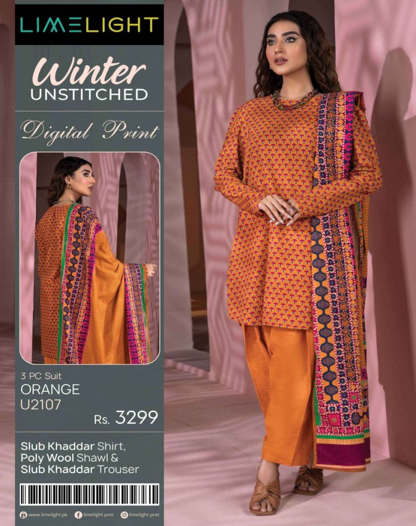 Limelight Winter Unstitched U2107 - Abbas Cloth House