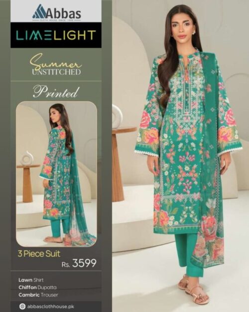 Limelight Summer Unstitched Printed 3 Piece Suit