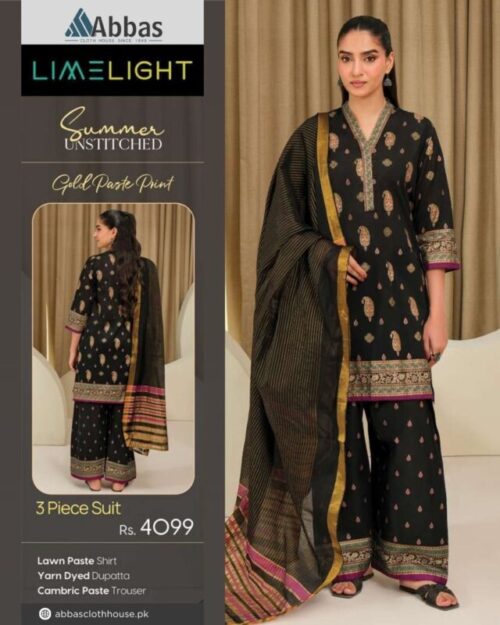 Limelight Summer Unstitched Printed 3 Piece Suit