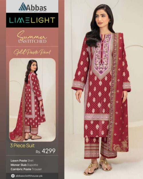 Limelight Summer Unstitched Printed 3 Piece Suit